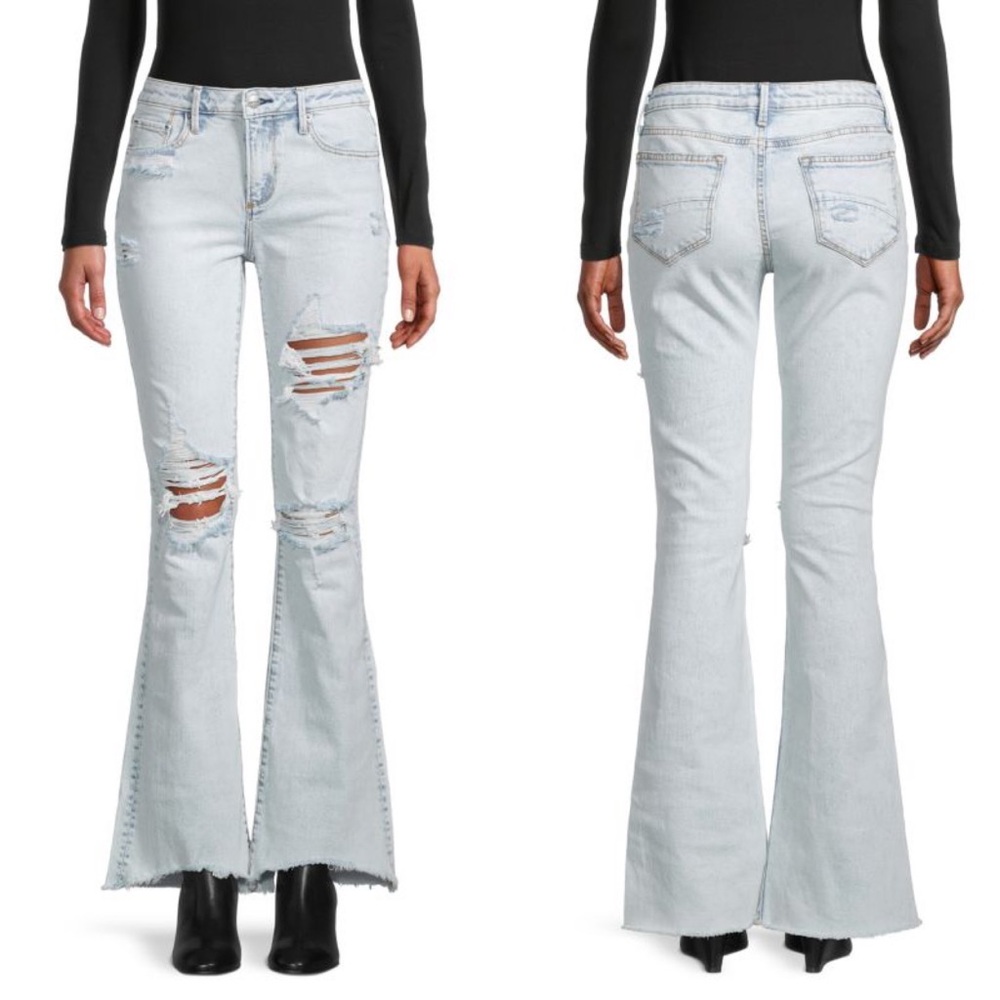 DRIFTWOOD Eva Light Wash Distressed Flare Jeans